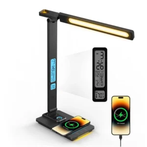 Dual display 10W wireless charging desk lamp