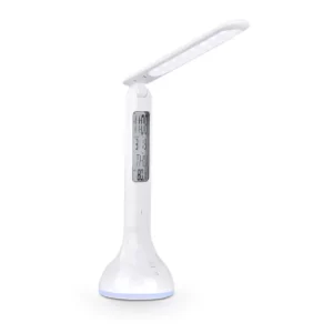 Rechargeable LED Desk Lamp with Clock, RGB Base & 3 Brightness Levels