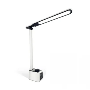 Multifunctional LED Desk Lamp with Pen Holder, Clock & Foldable Design