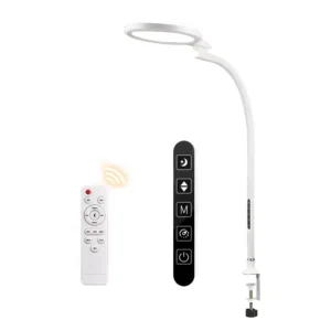 Adjustable LED Desk Lamp with Clamp, 5 Color Modes, Remote Control