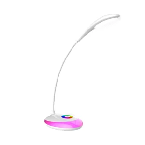 Rechargeable LED Desk Lamp with RGB Base, Eye-Caring Light & Adjustable Head